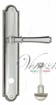 Ручка дверная на планке с фиксатором Venezia Callisto WC-2 PL98 натуральное серебро + черный