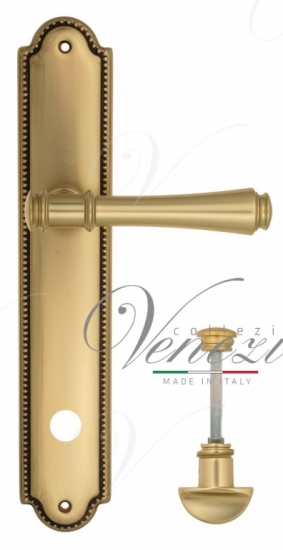 Ручка дверная на планке с фиксатором Venezia Callisto WC-2 PL98 французское золото + коричневый