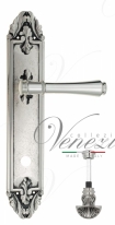 Ручка дверная на планке с фиксатором Venezia Callisto WC-4 PL90 натуральное серебро + черный