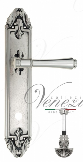 Ручка дверная на планке с фиксатором Venezia Callisto WC-4 PL90 натуральное серебро + черный
