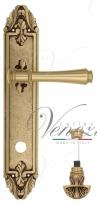 Ручка дверная на планке с фиксатором Venezia Callisto WC-4 PL90 французское золото + коричневый