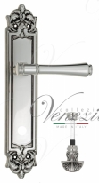 Ручка дверная на планке с фиксатором Venezia Callisto WC-4 PL96 натуральное серебро + черный