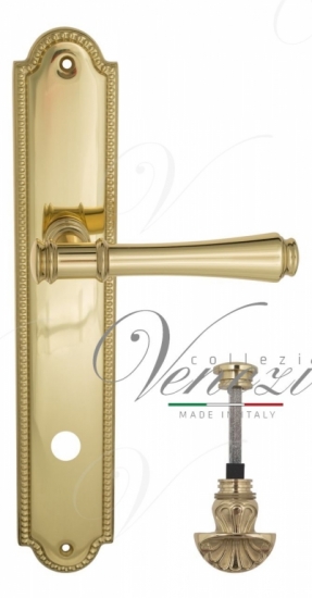 Ручка дверная на планке с фиксатором Venezia Callisto WC-4 PL98 полированная латунь