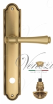 Ручка дверная на планке с фиксатором Venezia Callisto WC-4 PL98 французское золото + коричневый