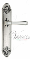 Ручка дверная на планке проходная Venezia Callisto PL90 натуральное серебро + черный