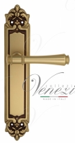 Ручка дверная на планке проходная Venezia Callisto PL96 французское золото + коричневый