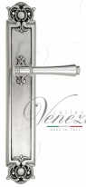 Ручка дверная на планке проходная Venezia Callisto PL97 натуральное серебро + черный