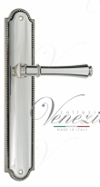 Ручка дверная на планке проходная Venezia Callisto PL98 натуральное серебро + черный