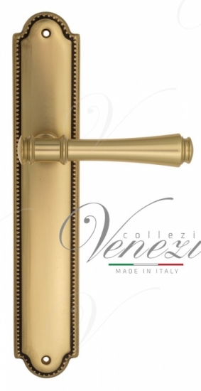 Ручка дверная на планке проходная Venezia Callisto PL98 французское золото + коричневый