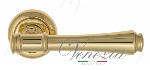 Ручка дверная на круглой розетке Venezia Callisto D1 Латунь блестящая