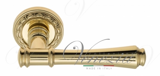 Ручка дверная на круглой розетке Venezia Callisto D2 Латунь блестящая