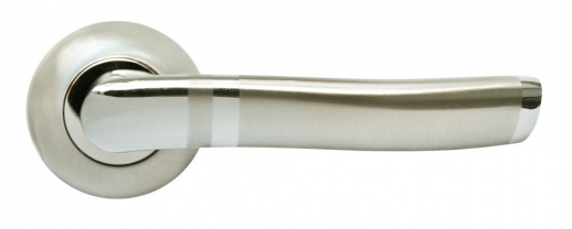 Ручка дверная на круглой розетке Rucetti RAP 3 SN/CP Никель белый/хром