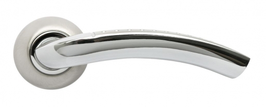Ручка дверная на круглой розетке Rucetti RAP 7 SN/CP Никель белый/хром