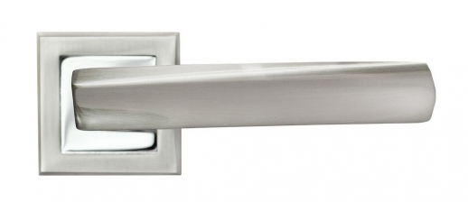 Ручка дверная на квадратной розетке Rucetti RAP 11-S SN/CP Белый никель/хром