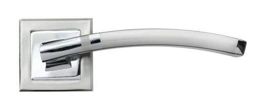 Ручка дверная на квадратной розетке Rucetti RAP 13-S SN/CP Белый никель/хром