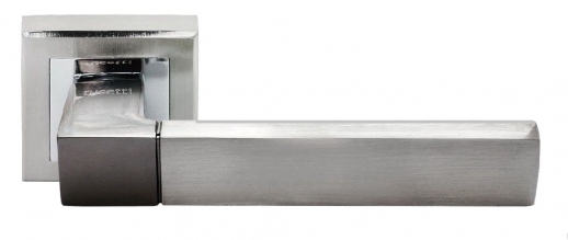 Ручка дверная на квадратной розетке Rucetti RAP 16-S SN/CP Белый никель/хром