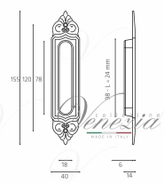 Ручка для раздвижной двери Venezia U122 Decor Серебро античное
