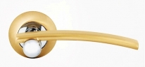 Ручка дверная на круглой розетке Rossi Medan LD 22 -1 SG/CP Золото матовое/никель