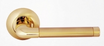 Ручка дверная на круглой розетке Rossi Arona LD 28 -1 SG/CP Золото матовое/золото