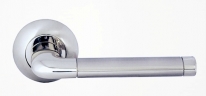 Ручка дверная на круглой розетке Rossi Arona LD 28 -1 SN/CP Никель матовый/никель