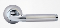 Ручка дверная на круглой розетке Rossi Marte LD 50 -1 SN/CP Никель матовый/никель