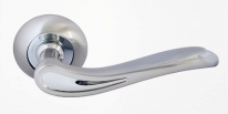 Ручка дверная на круглой розетке Rossi Sirio LD 64 -1 SN/CP Никель матовый/никель