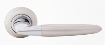 Ручка дверная на круглой розетке Rossi Jeta LD 92 -1 SN/CP Никель матовый/никель
