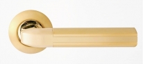 Ручка дверная на круглой розетке Rossi Opera LD 298-2 SG/CP Золото матовое/золото