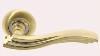 Ручка дверная на круглой розетке Rossi Mary LD 685 SG/CP Золото матовое/золото
