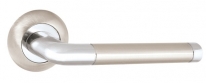 Ручка дверная на круглой розетке Punto Rex TL SN/CP-3 Никель матовый/хром 105 мм