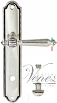 Ручка дверная на планке с фиксатором Venezia Pellestrina WC-2 PL98 натуральное серебро + черный