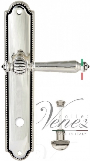 Ручка дверная на планке с фиксатором Venezia Pellestrina WC-2 PL98 натуральное серебро + черный