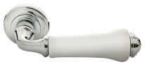 Ручка дверная на круглой розетке Morelli MH-41-CLASSIC PC/W полированный хром/белый