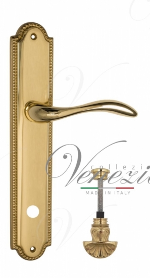 Ручка дверная на планке с фиксатором Venezia Alessandra WC-4 PL98 полированная латунь