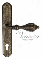 Ручка дверная на планке под цилиндр Venezia Anafesto CYL PL02 античная бронза