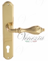 Ручка дверная на планке под цилиндр Venezia Anafesto CYL PL02 полированная латунь