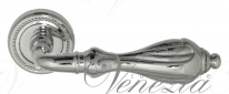 Ручка дверная на круглой розетке Venezia Anafesto D3 Хром полированный