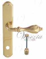 Ручка дверная на планке с фиксатором Venezia Anafesto WC-1 PL02 полированная латунь