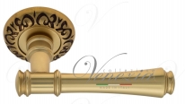Ручка дверная на круглой розетке Venezia Callisto D4 французcкое золото + коричневый