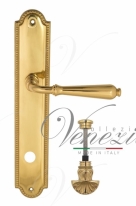 Ручка дверная на планке с фиксатором Venezia Classic WC-4 PL98 полированная латунь