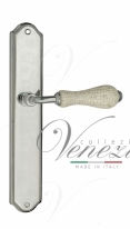 Ручка дверная на планке проходная Venezia Colosseo белая керамика паутинка PL02 полированный хром