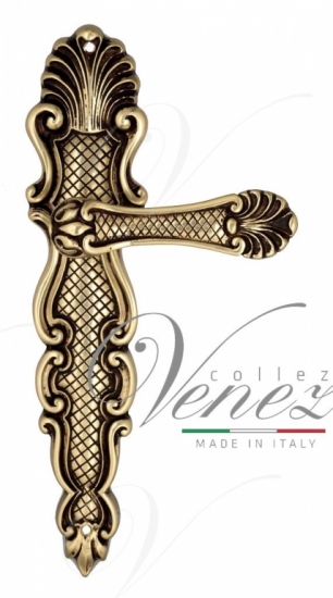 Ручка дверная на планке проходная Venezia Fenice PL92 французское золото + коричневый