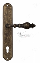 Ручка дверная на планке под цилиндр Venezia Gifestion CYL PL02 античная бронза