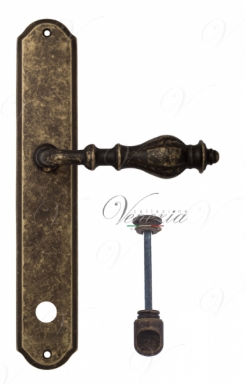 Ручка дверная на планке с фиксатором Venezia Gifestion WC-1 PL02 античная бронза