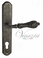 Ручка дверная на планке под цилиндр Venezia Monte Cristo CYL PL02 античное серебро