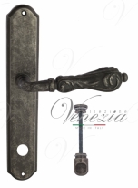 Ручка дверная на планке с фиксатором Venezia Monte Cristo WC-1 PL02 античное серебро