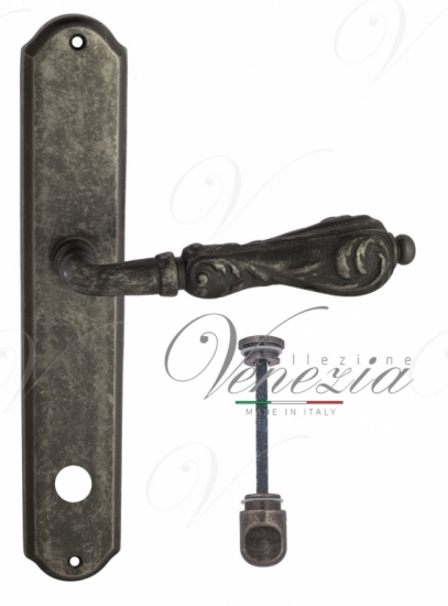 Ручка дверная на планке с фиксатором Venezia Monte Cristo WC-1 PL02 античное серебро