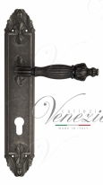Ручка дверная на планке под цилиндр Venezia Olimpo CYL PL90 античное серебро