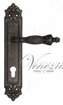 Ручка дверная на планке под цилиндр Venezia Olimpo CYL PL96 античное серебро