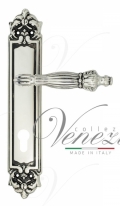 Ручка дверная на планке под цилиндр Venezia Olimpo CYL PL96 натуральное серебро + черный